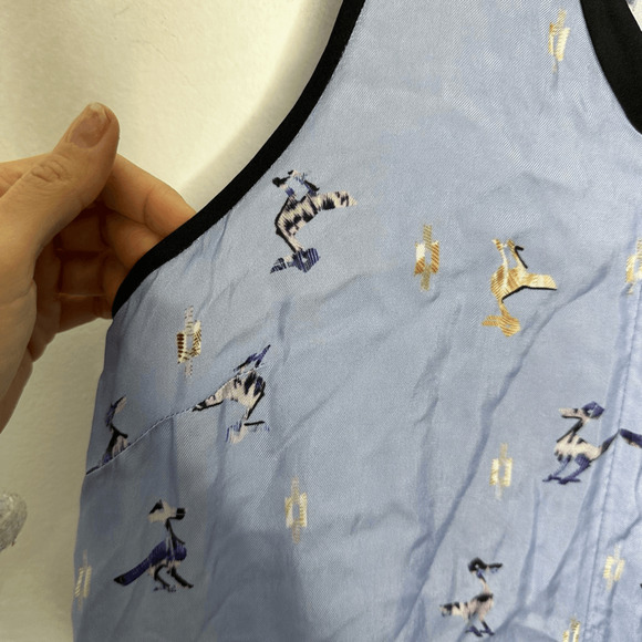 Tibi Blue Silk Pelican Bird Shorts Romper Light blue oversized womens US 2 NWT - Picture 5 of 8